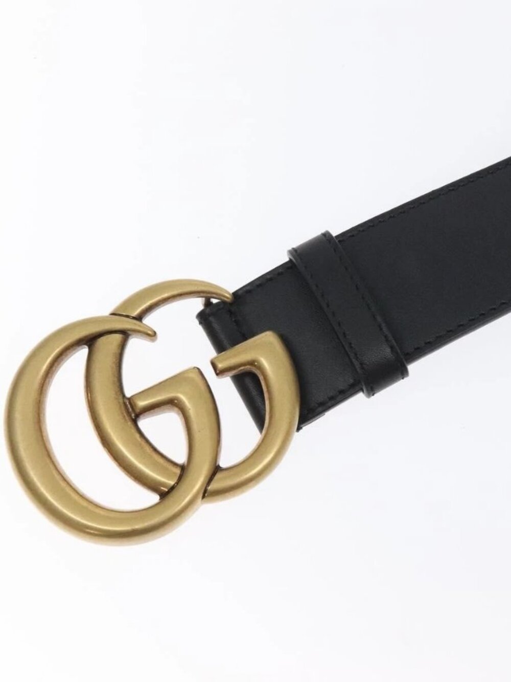 GUCCI GG Marmont Belt Leather 31.5" Black Gold 400593 Auth SW818M - Picture 9 of 11
